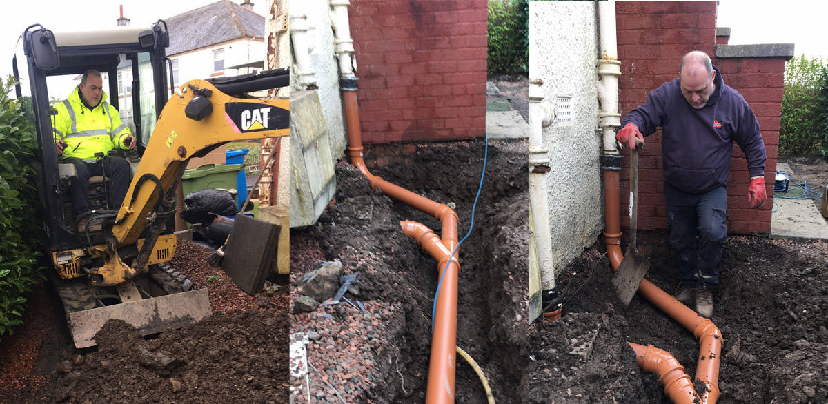 Drainage installation in Brent with mini digger
